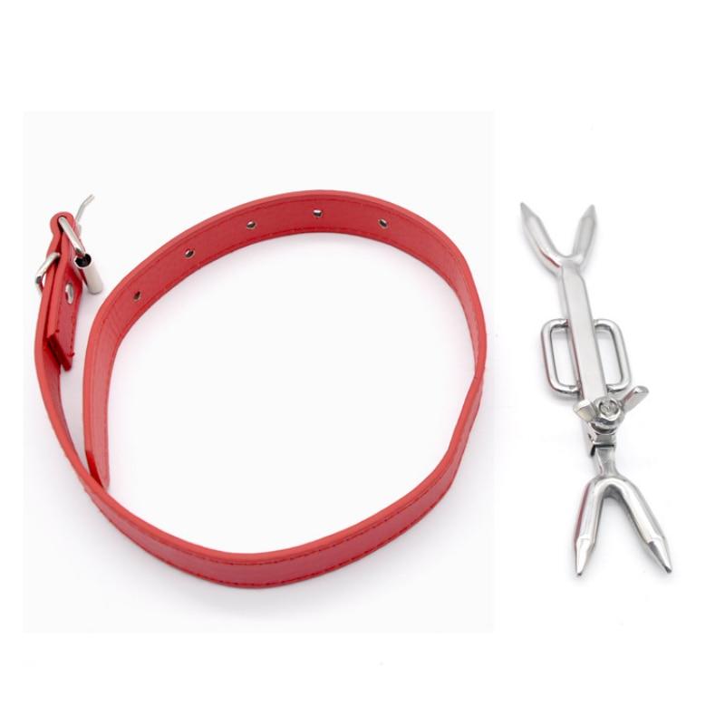 PU-skinn rustfritt stål Bondage Sexy Krage Voksen Sexy Leker Slave Fetish Sele BDSM