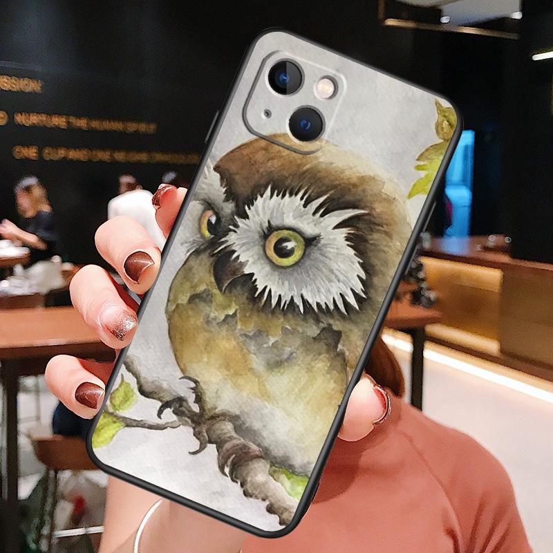 Cartoon Owl Phone Case For iPhone 16 Pro Max 15 14 12 11 13 Pro Max Plus 12 13 Mini XR 16e Funda Silione Cover