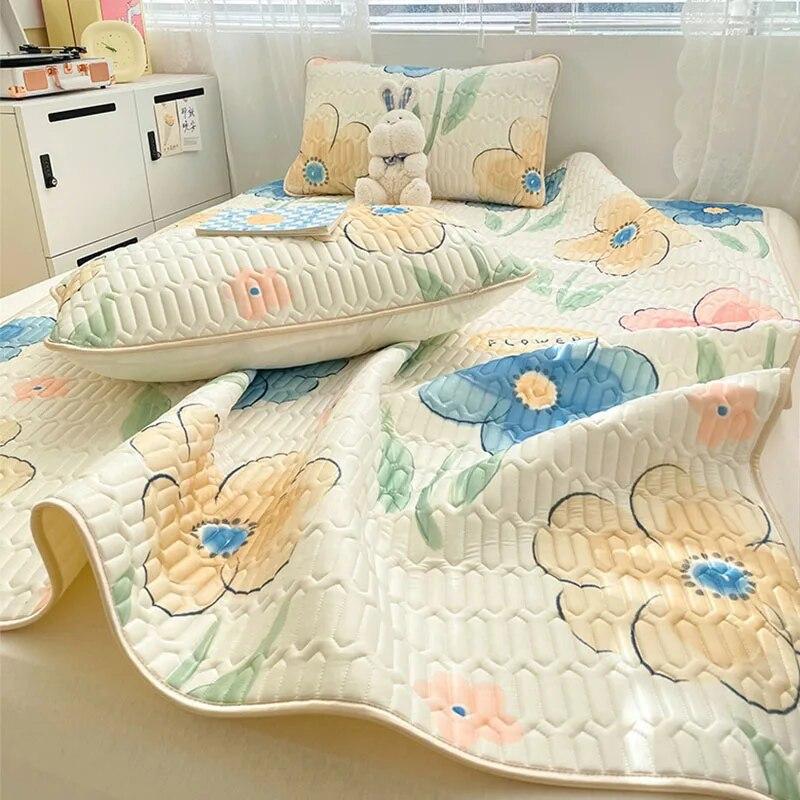 Letní latexová chladící prostěradla s povlaky na polštáře šetrné k pokožce Chránič matrace Potahy s elastickým pásem Klimatizační podložka