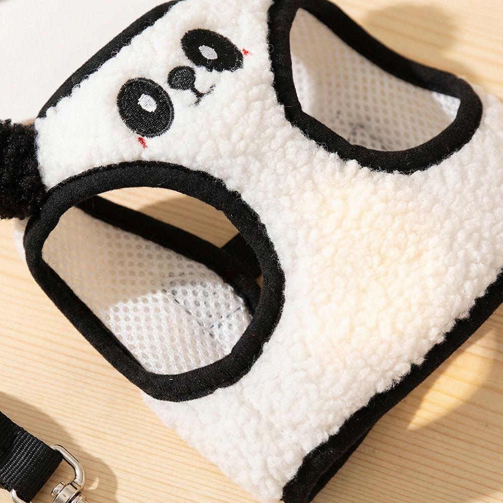Lamb Velvet Dog Harness and Leash Set Cartoon Design Dog Walking Rope  Medium Puppy