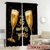 2pcs   2D FLAT PRINTING Curtains (Without Rod) Celebrating 45 Years Popular Creative Curtains Yarn Curtains Room Decor Suitable