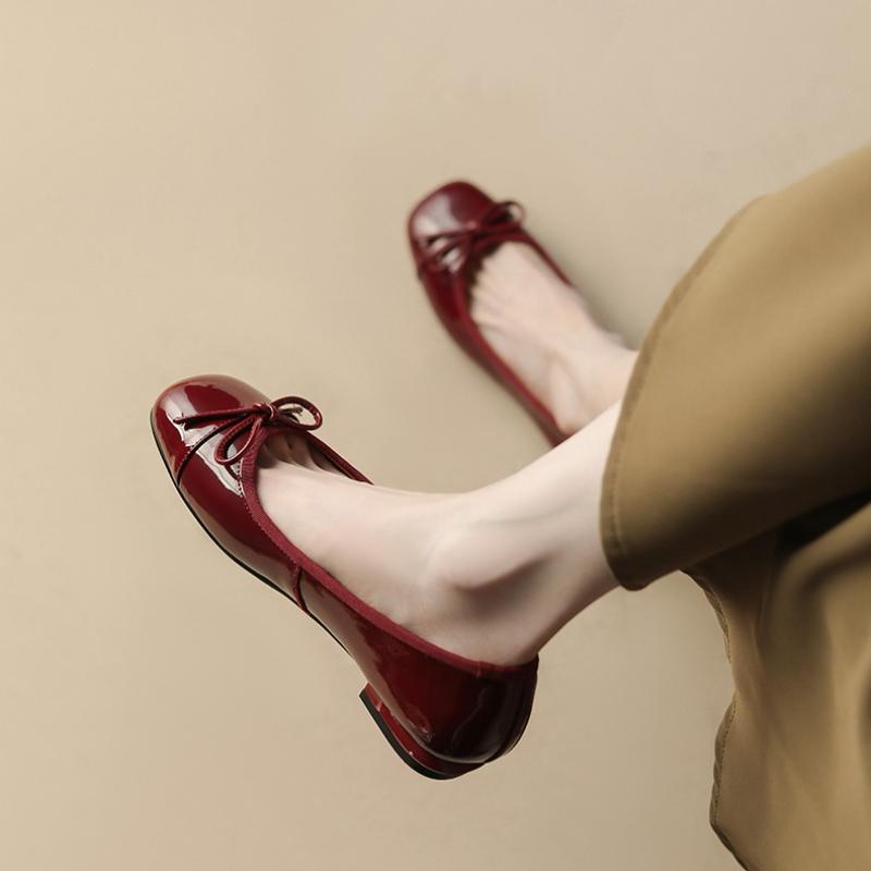 Modne Damskie Płaskie Buty Casualowe Lakierowane Mokasyny Okrągły Nosek Składane Buty Kobieta Druhna Płaskie Buty Jednokolorowe Pojedyncze Buty