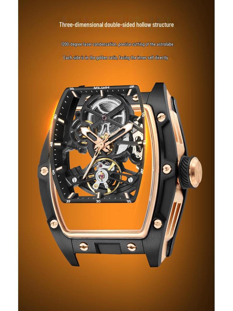 MEGIR 2242 Men's Waterproof Barrel-Shaped Mechanical Sports Watch