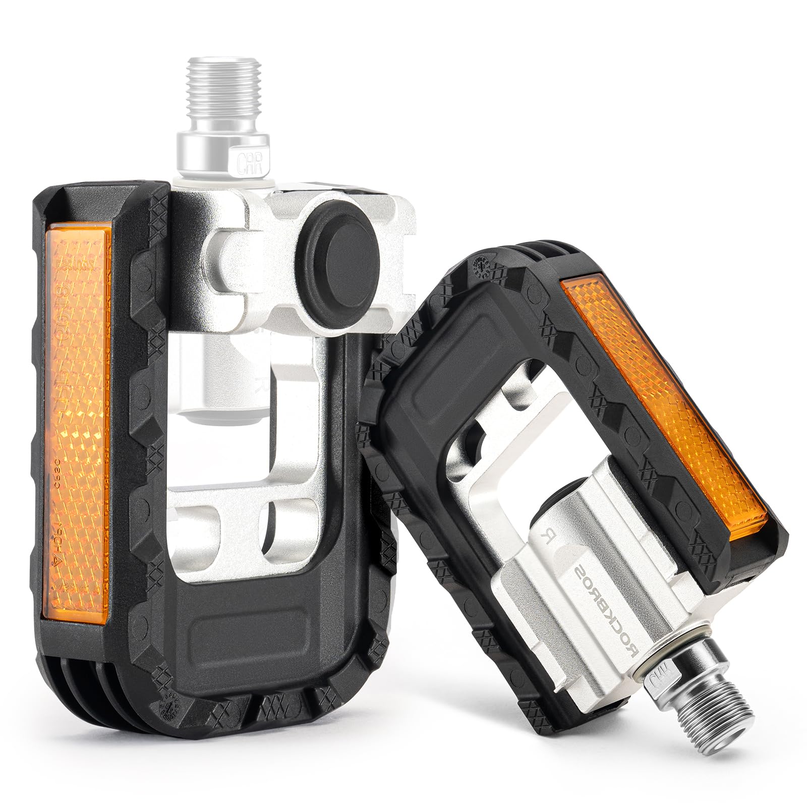 

ROCKBROS Складные педали Велосипедные педали Складные педали Алюминиевый сплав Герметичные подшипники Легкие Прочные со светоотражателем Складной велосипед Городской велосипед MTB чёрный