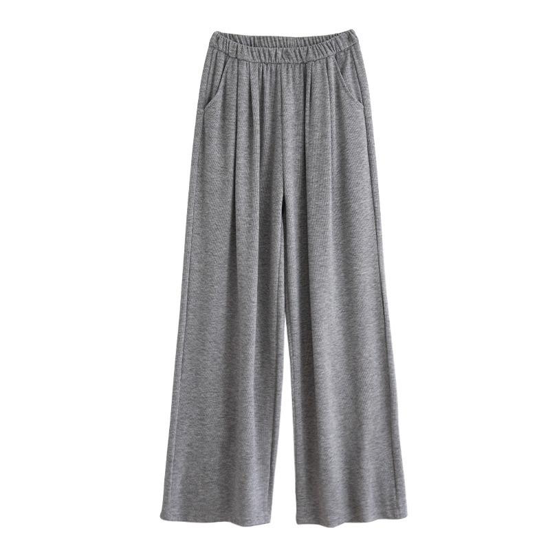 Gray glutinous rice pants women's spring and autumn soft waxy new narrow version high waist drape loose casual straight wide leg pants