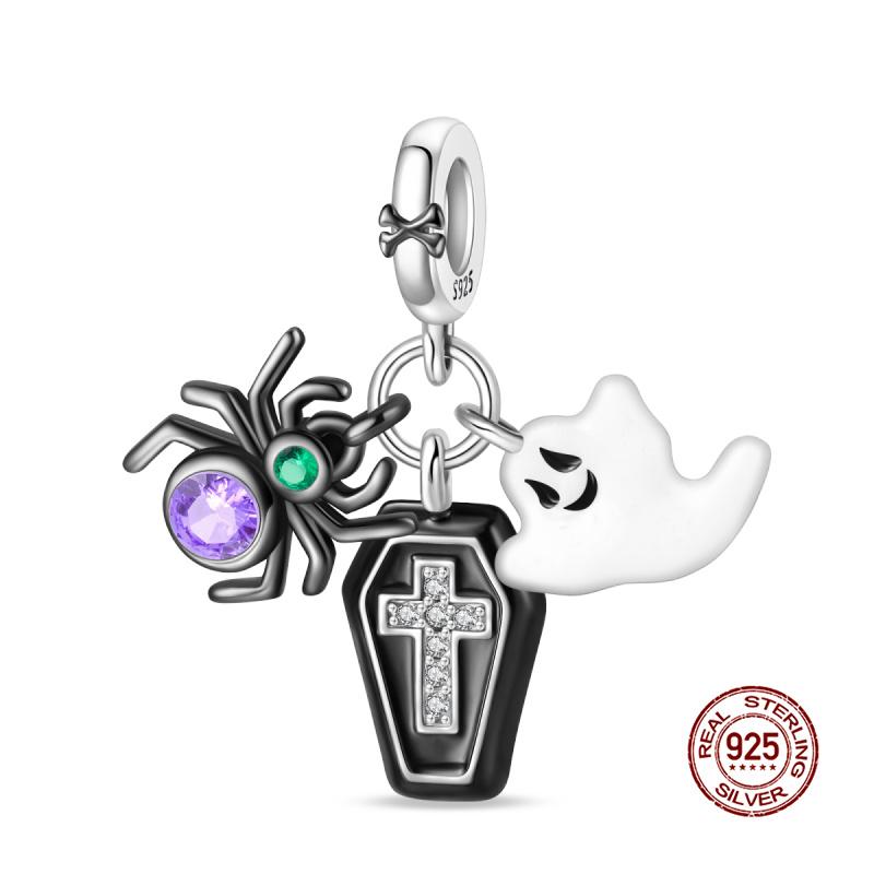 Original Charms Copper Halloween Series & Flying Witch Pendant Charms Fits 3Mm Original Bracelet For Women Diy Jewelry Gifts
