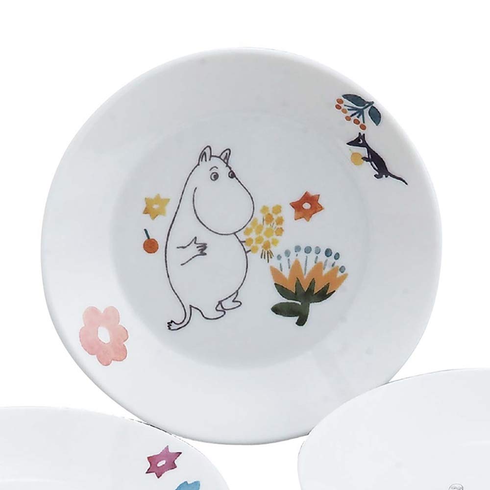 Yamaka Shoten MOOMIN Sada talířů do mikrovlnné trouby Severský den Svatba Vyrobeno v "Herbarium" 4, Přibl.. Průměr 13,5 cm, Bezpečný, Styl, Dárek pro matku, Dárek,