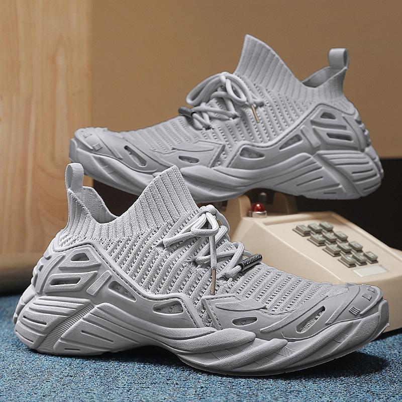 Flygande stickade skor herr mångsidiga strumpa skor sommar herrskor sport och fritid trendiga skor unga och unga studenter