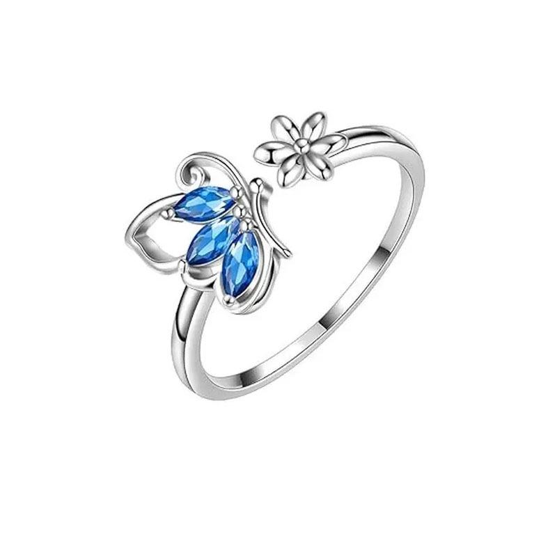 Butterfly Pendant Jewelry Set: Ring, Earring, Necklace & Clavicle Chain for Women