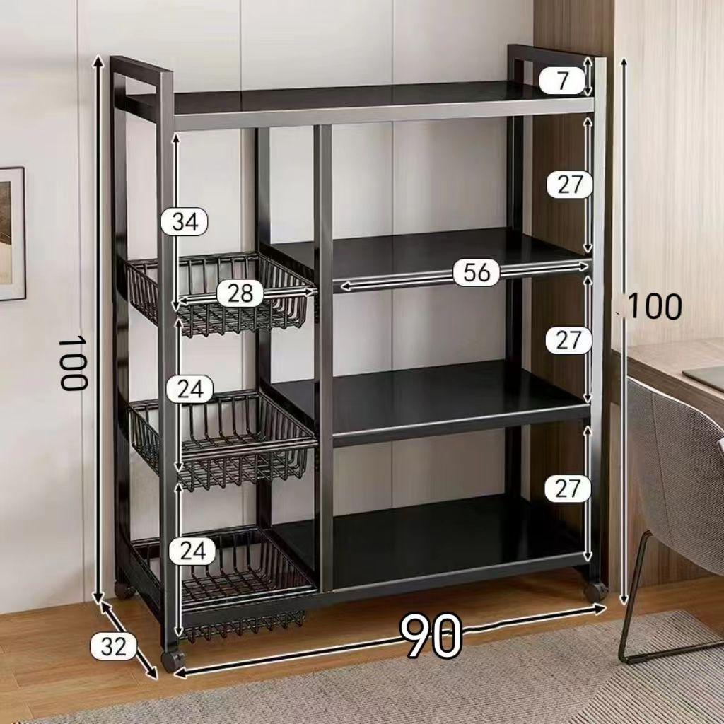 Multi-Layer Kitchen Vegetable & Microwave Storage Rack with Wheels