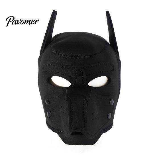Soft Elastic Cosplay Mask Full Head Dog for Adult Role Play, Neoprene Animal Breathable Pet Party with Removable Mouth And Foldable Ears, Puppy