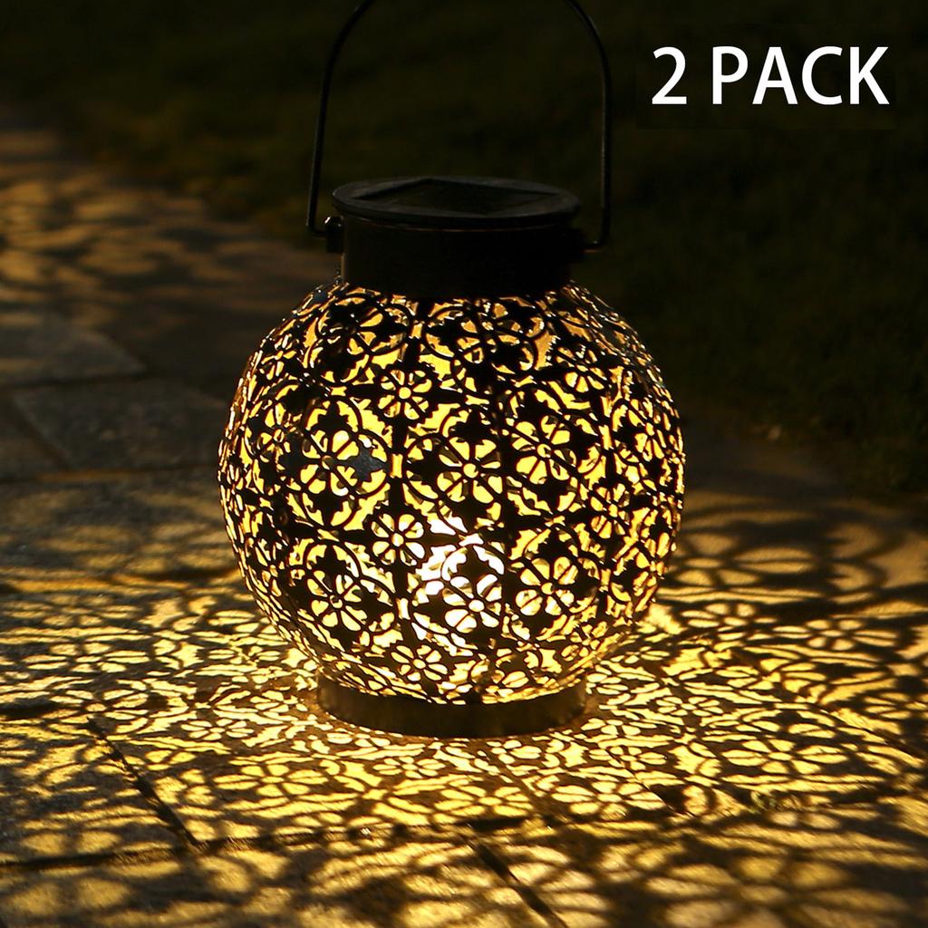 Tomshine Outdoor Solar Lantern Light Hollowed-out Design Decorative Metal Hanging LED Lights