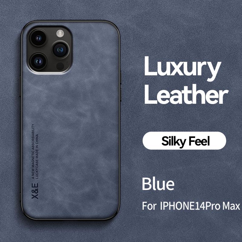 Eingebaute magnetische Autohülle für iPhone 15 Pro Max 14 Plus 13 12 Mini 11 Schutzhülle Halter Schutz Telefon Texturiert Business Vollschutz