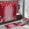 4Pcs Sparkling Diamond Shower Curtain Set, Shiny Bathroom Trim, Carpet And Toilet Seat,Burgundy Luxury Textured Colorful