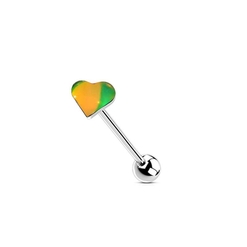 Gradient Flash Titanium Steel Tongue Ring with External Thread, 14G.