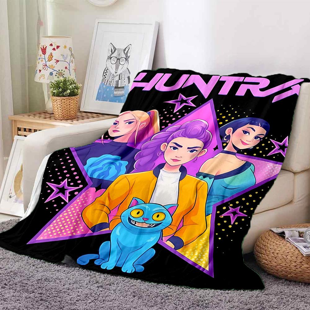 1PC Huntrix, K POP Blanket Soft Warm All Season Throw for Sofa, Bed, Car, Office Vibrant Colorful Design, Durable & Cozy Gift
