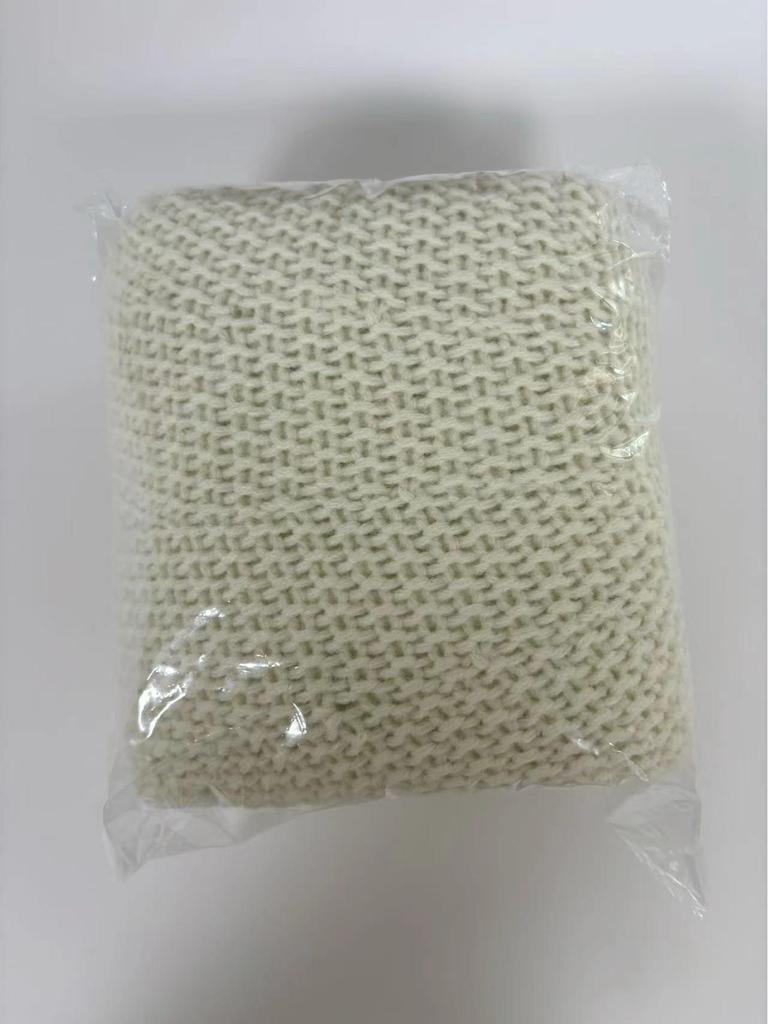 White Knitted Christmas Tree Skirt with Tie-Up Apron