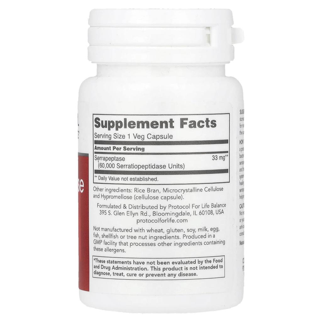 Serrapeptase, 33Mg, 60 Veggie Caps