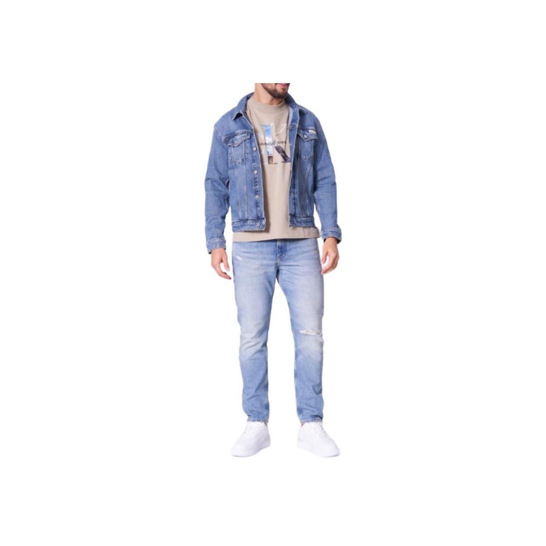 

Calvin Klein Solid Color Slim Fit Single Breasted Long Sleeve Denim Jacket Men jackets Blue J30J327588-1BJ M