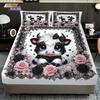 3 Valentine's Day Highland Cow Print Coreless Bed Sheet Set Multi Size Soft Bedcover Bedroom Bedding Decoration Machine Washable