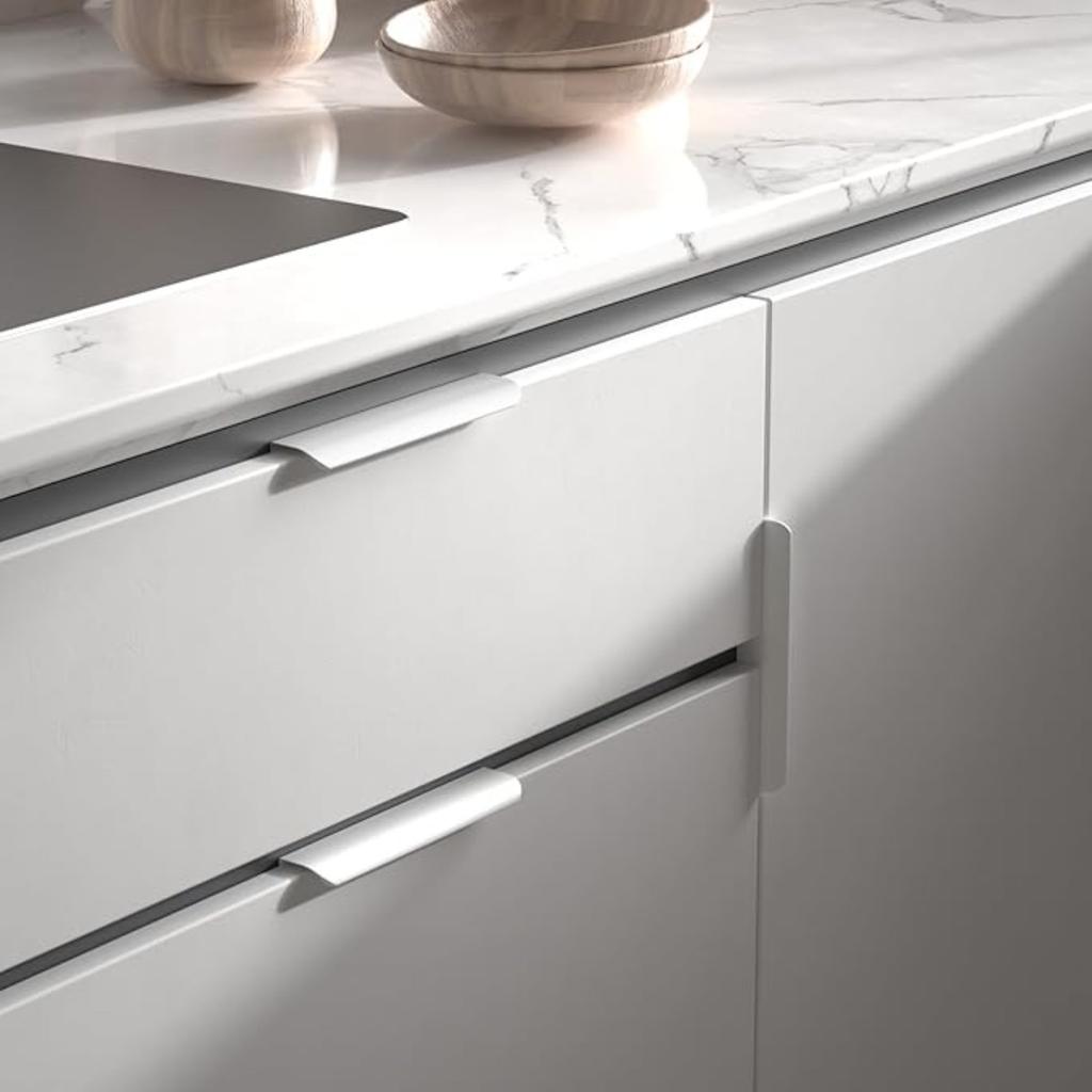 2-5Pack Kitchen Cabinet Handles White Finger Pulls for Cabinets Edge Pulls Kitchen Hardware for Dresser Drawers,Aluminum Alloy