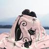 Cute Black Cat Blankets Soft Warm Flannel Mid Century Meow Retro Atomic Kitties Throw Blanket for Bedding Couch Bedspread, Gifts