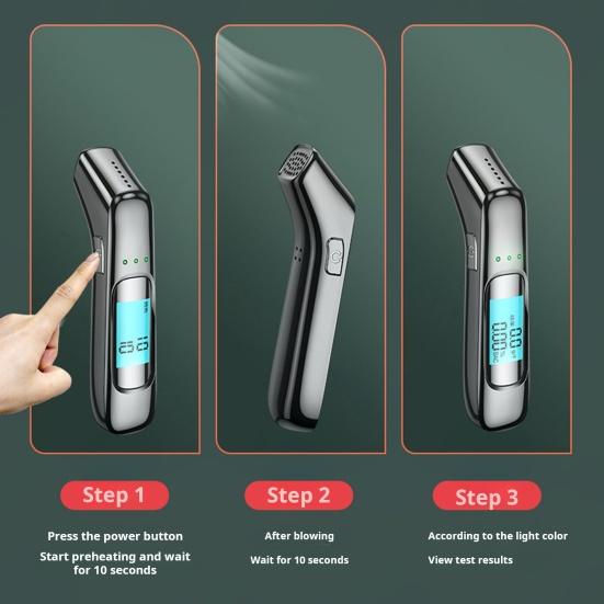 Tragbarer Alkoholtester, Alkoholtester, einfach zu bedienende Digitalanzeige, hochpräziser wiederaufladbarer kabelloser Tester, persönlicher Alkoholtester