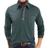 Men's Buttoned Lapel Colorful Cotton Long-sleeved POLO Shirt Casual Fashion Pocket Bottoming Top