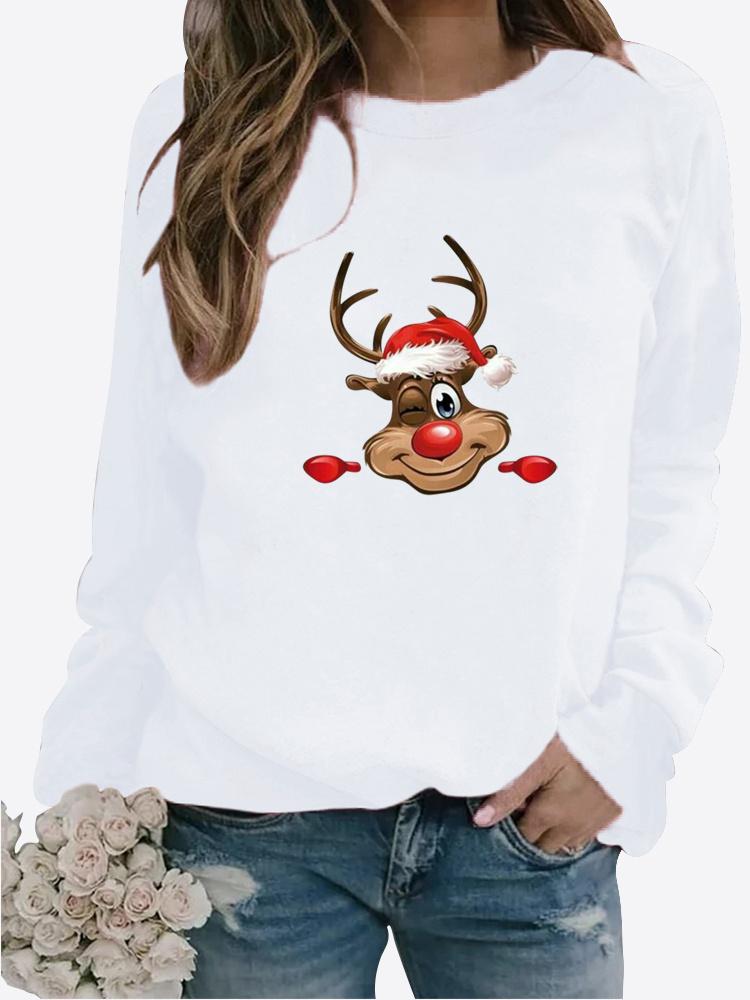 Новый осенний свитер женский зимний повседневный свитер с длинными рукавами и круглым вырезом свободные толстовки с принтом черных кошек топы и блузки футболки больших размеров XS белый 1447₽