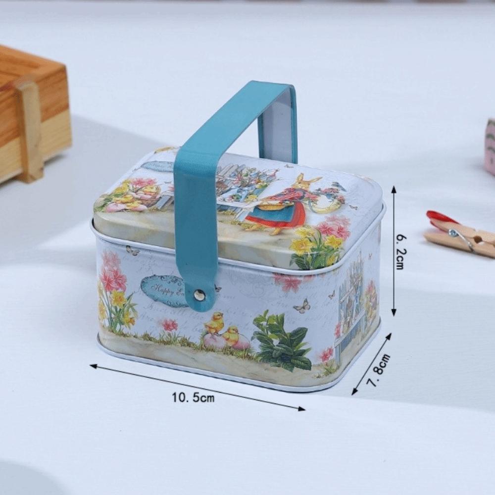 Griffdesign Ostereier-Hase-Box Dekorative Hülle Blechmaterial Süßigkeiten-Keks-Box Oster-Thema Leere Box Geschenkverpackungsbox