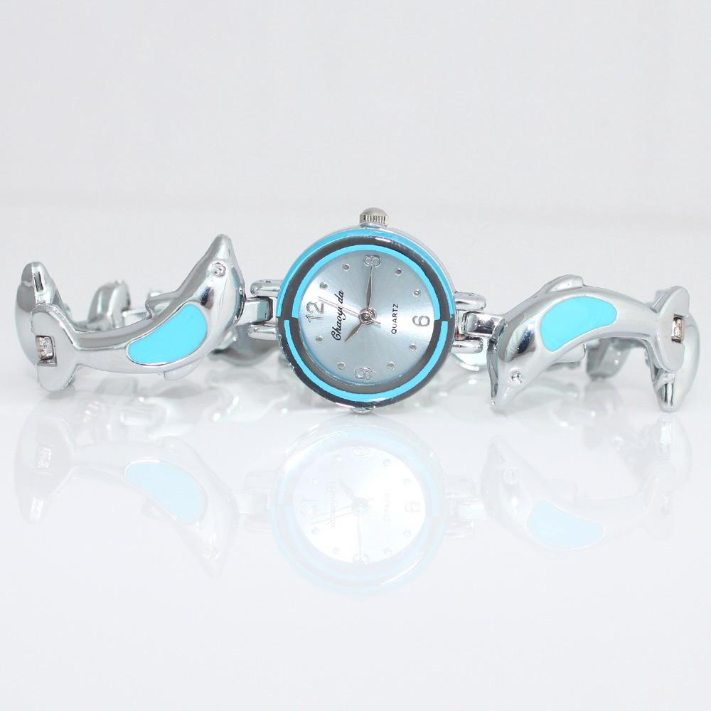 New Fashion Woman Girl dolphins Style Strap Quartz Bangle Bracelet Quartz Wrist Watch
