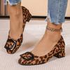 Women's Shoes 2024 Brand Slip-on Women's High Heels Fashion Leopard Print Office and Career Hot Sale Square Toe Heels Women