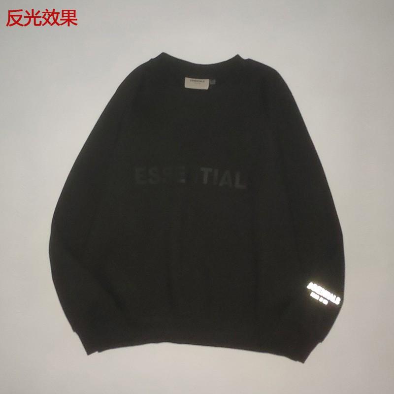 ESSENTIALS Felpa Girocollo Oversize con Lettere 3D Riflettenti Uomo Donna Streetwear Casual