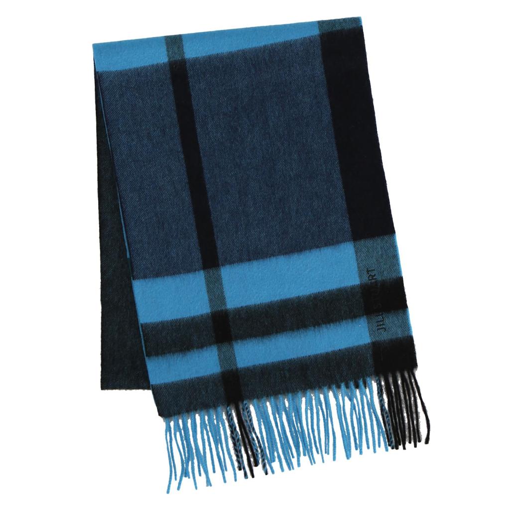 JILL STUART Women's Cashmere Check Scarf (60115019C) in Turquoise (approx. 30cm wide x 180cm long)
