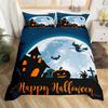 Kids Pumpkin Lantern Duvet Cover Set Twin King Halloween Bedding Set Microfiber Witch Mystery Graveyard Printt Comforter Cover