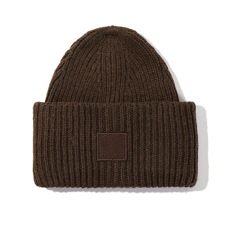 Couple Winter High Quality Thick Wool Smiling Face Knitted Hat For Men And Women Couples Winter Warm Knitted Hat Curled Edge Hat