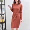 Abito a Maglia da Bambina Autunno e Inverno, Vita Stretta, Cravatta, Lunghezza Media, Colore Unito, Maniche Lunghe