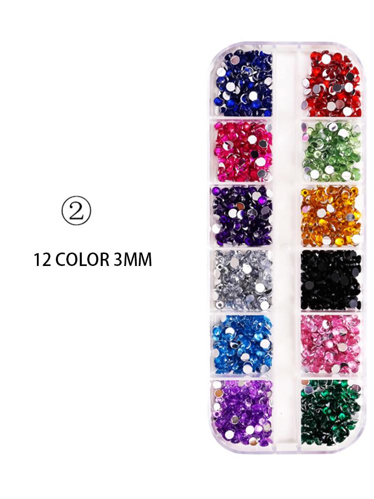 

12 сеток акриловая вода смешанного размера плоское дно алмазное цветное сверло для ногтей