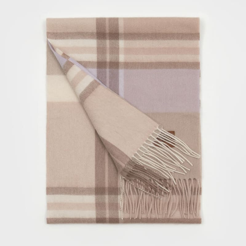 RECLOW MUNM CHECK CASHMERE 100% MUFFLER BEIGE