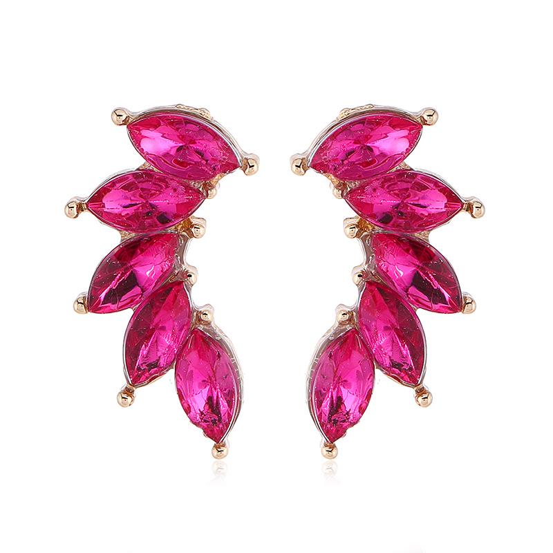 Trendy Rhinestone Wing Earrings: Stylish Crystal Flower Design