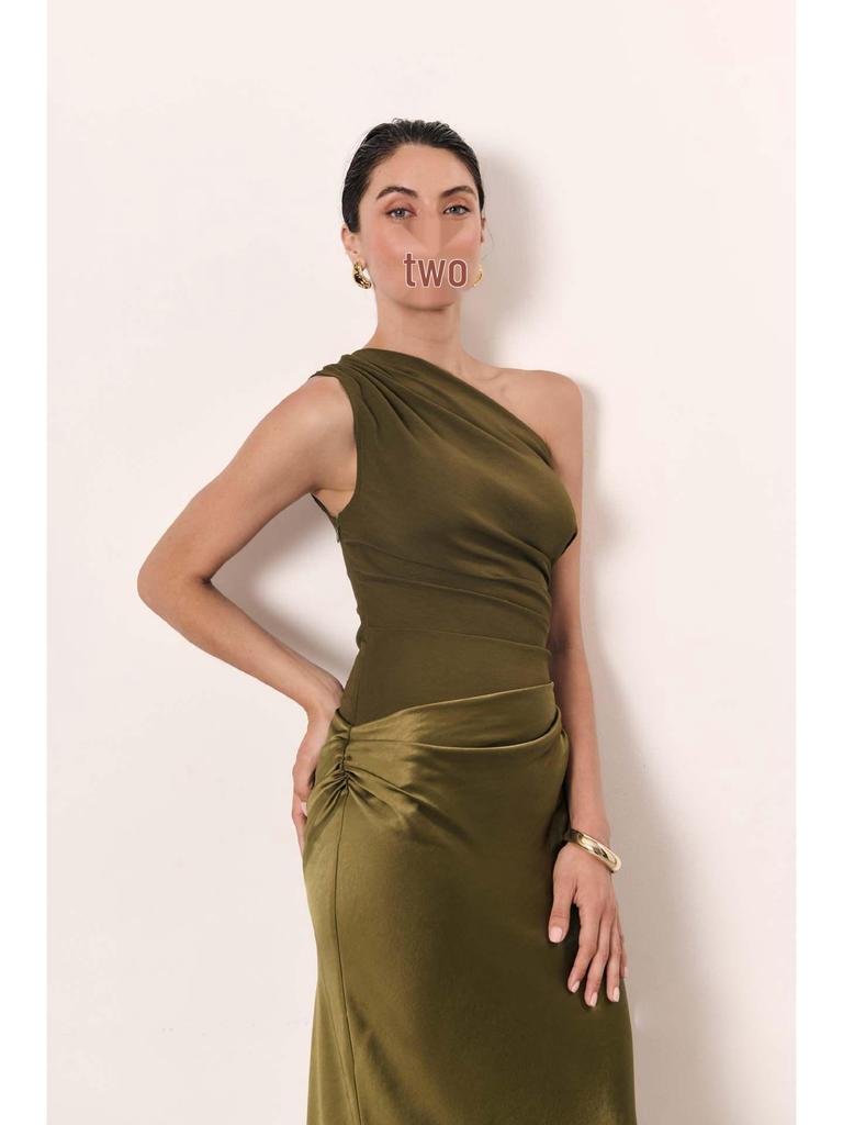 2026 Spring European & American Asymmetrical Neck Sleeveless Open Back Bodycon Dress