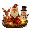 Weihnachtsfigur Tischdekorationen mit Weihnachtsmann, Schneemann Rentier Figuren, Bunte Charakter-Highlights, Warmes LED-Leuchten und Inklusive Batterie für