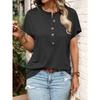 Women S Short Sleeve V Neck Solid Button T Shirt Casual
