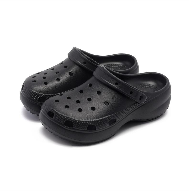 

Облако женская обувь EVA тапочки летом, увеличивающие рост толстоподошвенные дезодорирующие пляжные износостойкие и дышащие с закрытым носком 44/45 чёрный