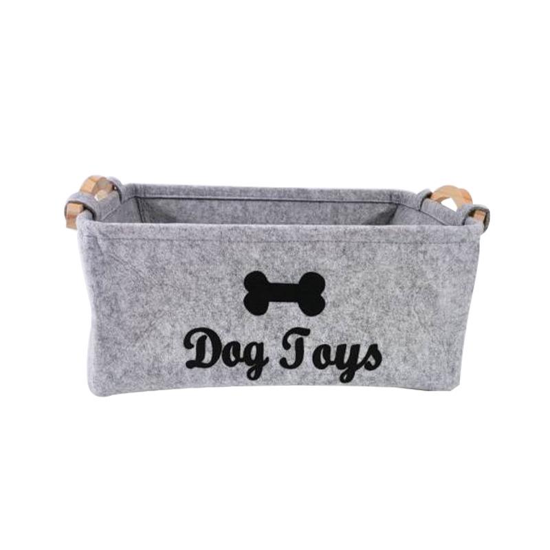 Felt Toy Storage Box with Wooden Handles - Multi-Size Square Design for Home or Pet Use