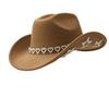 Popular love rhinestone cowboy hat women's western woolen big brim sun hat fashion personality trend hat