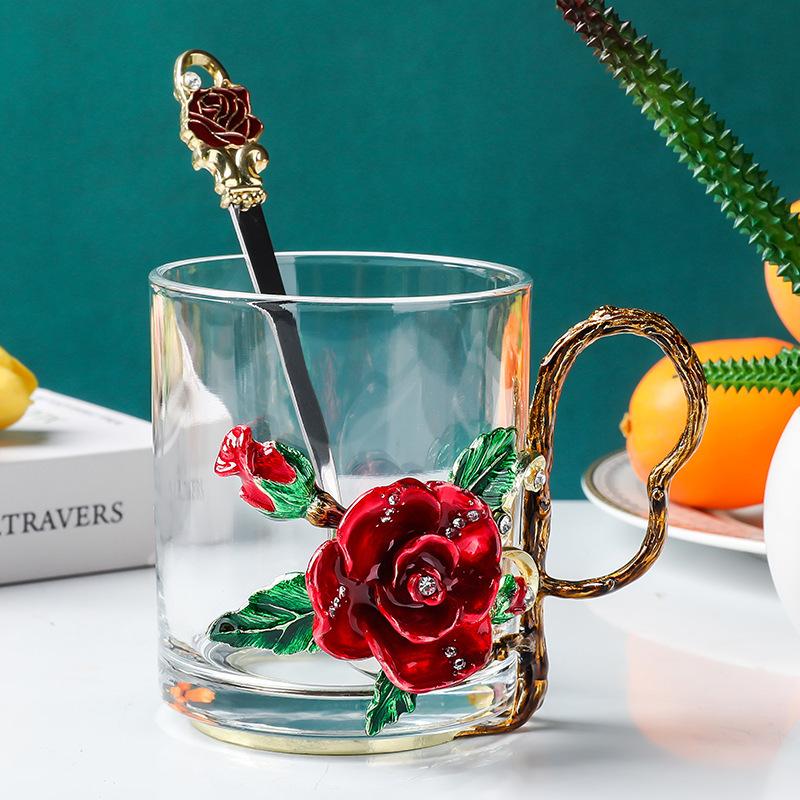 Creative Enamel Color Glass Household Water Cup Heat-Resistant Glass Office Crystal Cup Juice Teacup