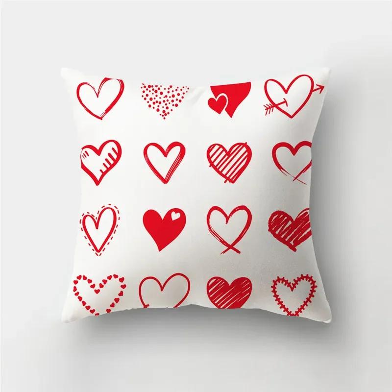 45*45cm Red Pink Heart Pillowcase Home Decor Seat Living Room Sofa Pillowcase Valentines Day Love Cushion Cover