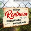 2D Flat 1pc Vintage German Metal Wall Sign "Knackige Rentnerin" (Clever Pensioner/Retired Lady) - 12"x8" Aluminium Retro German Text Plaque for Home
