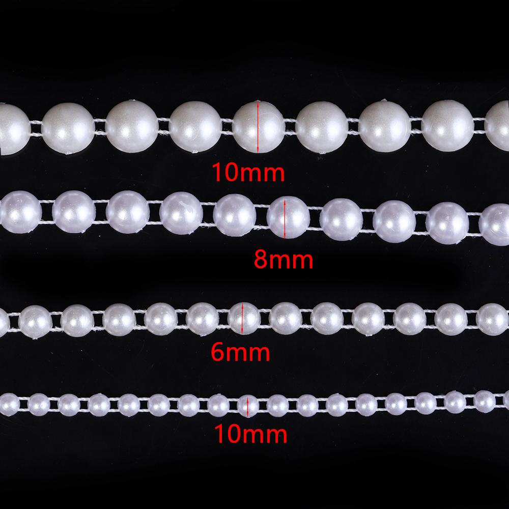 5yards/roll ABS Imitation Pearl Half Round Pearls Chain 4-10mm Cotton Thread Beads Chain For Wedding Party Christmas Decoration
